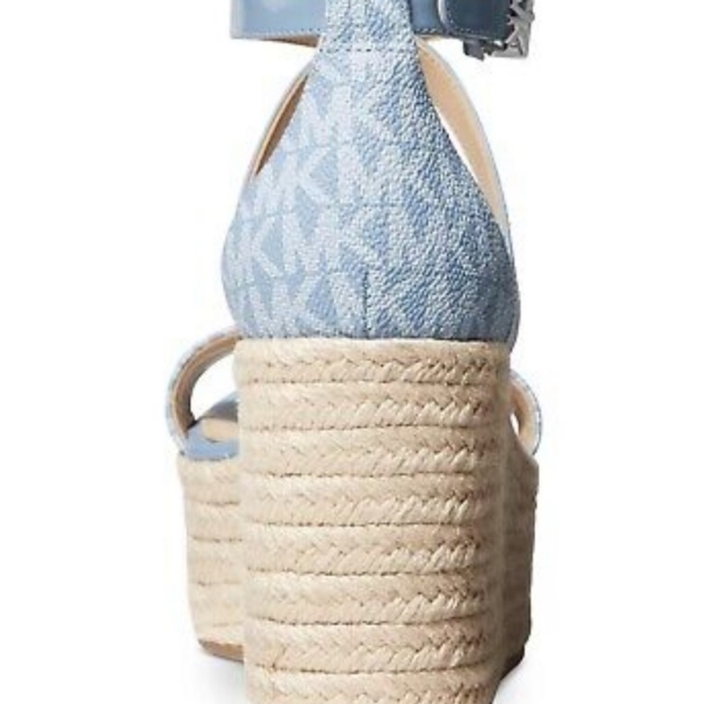 - MICHAEL KORS Serena chambray Espadrille Wedge Sandals NWT 9.5 - Picture 3 of 3